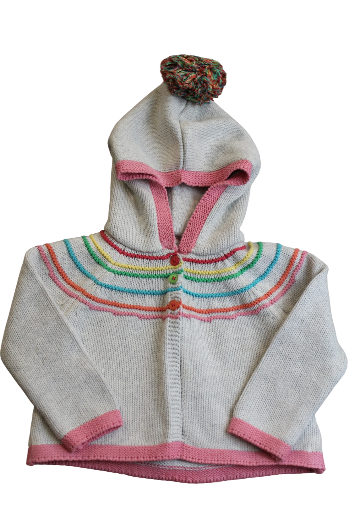 Next Hooded Cardigan, Grey with multicoloured stripes, 0
