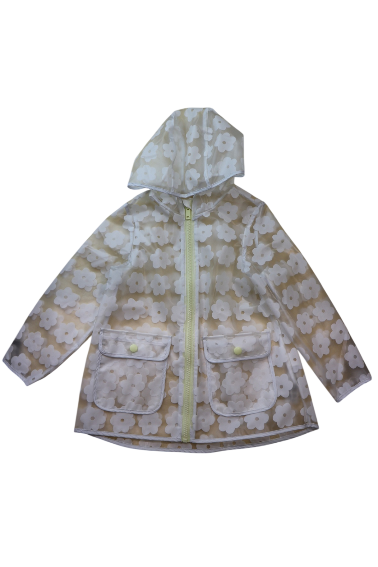 Marks & Spencer (M&S) Raincoat, White floral/Yellow/Clear, 5