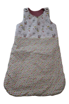 handmade Dress, White with multicolour prints and pink lining, 000-00