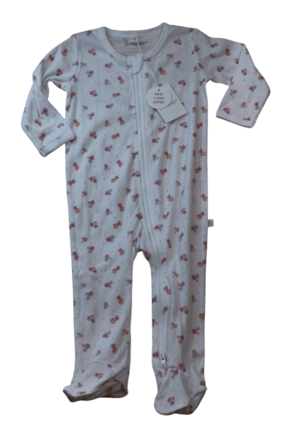 Marquise Playsuit, White with pink floral print, 0