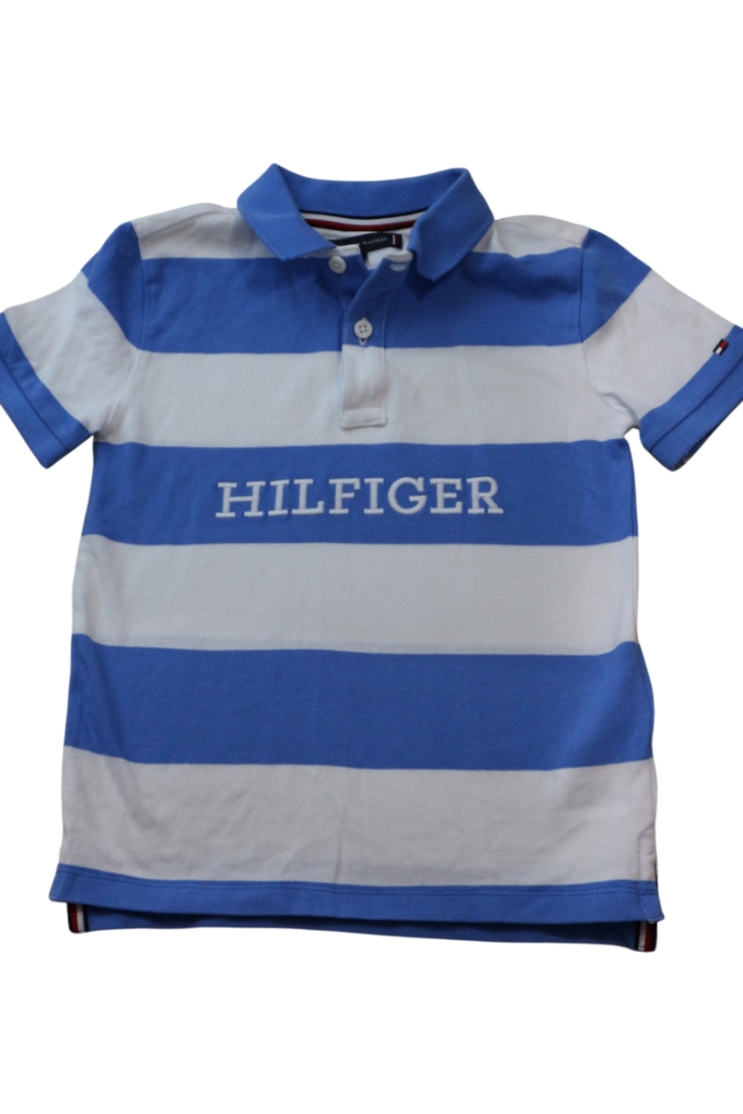 Tommy Hilfiger Polo Shirt, Blue and White, 122 (7)