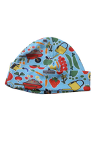 DUNS Hat, Blue with multicolour print, 53cm