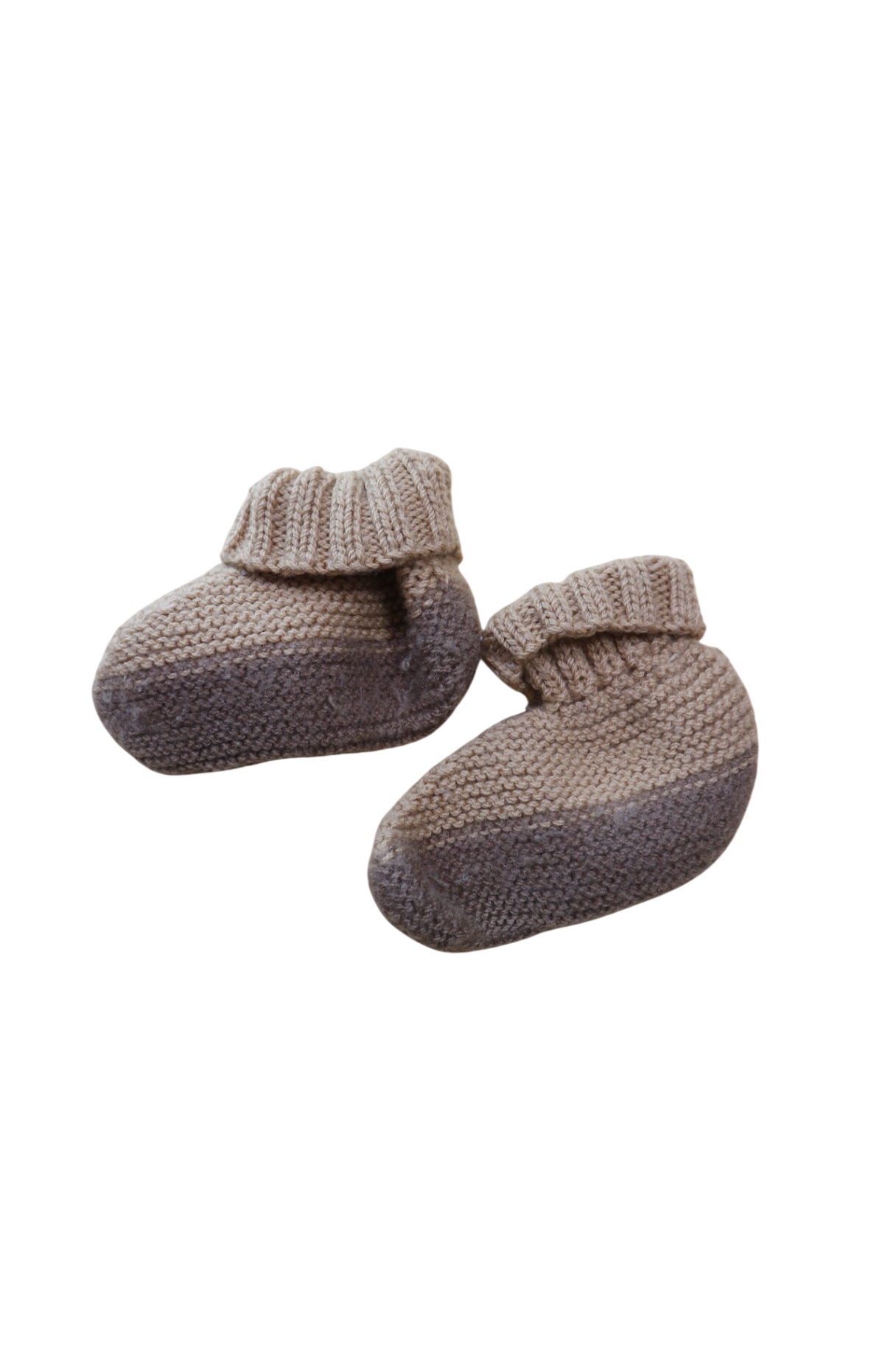 Handknit Slippers, Beige and brown, EU26-27