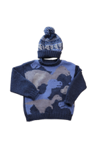 Handmade Jumper & Beanie Set, Blue Dinosaur, 5