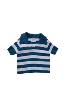 Ponchik Polo Shirt, Green Cream Stripes, 0-3M