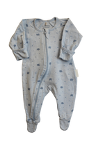 Purebaby Jumpsuit, Light grey with blue print, 0000