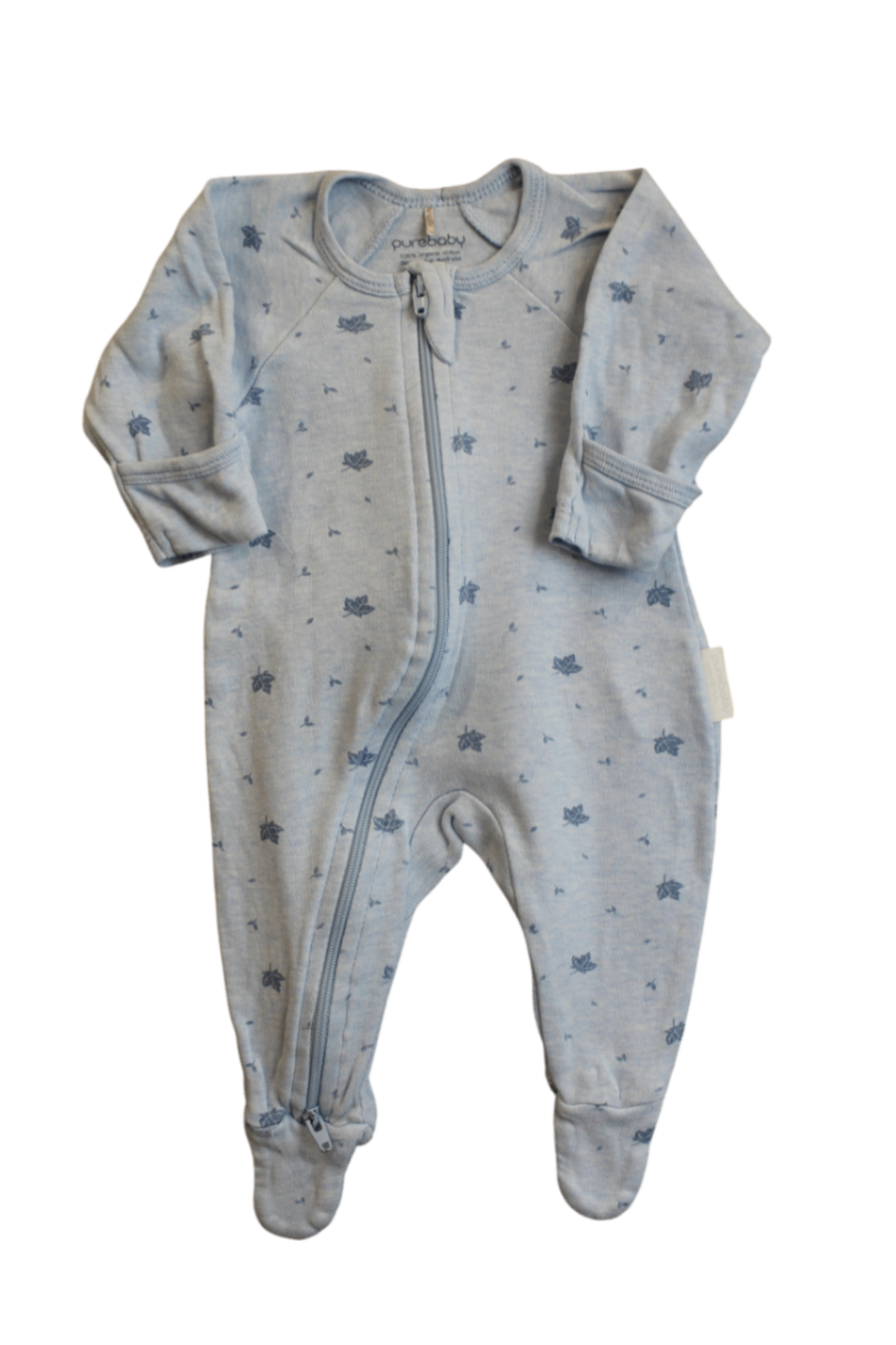Purebaby Jumpsuit, Light grey with blue print, 0000