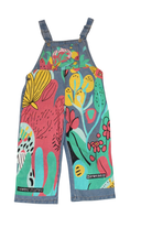 Mini Berni Overalls, Blue with multicoloured print, 2-3