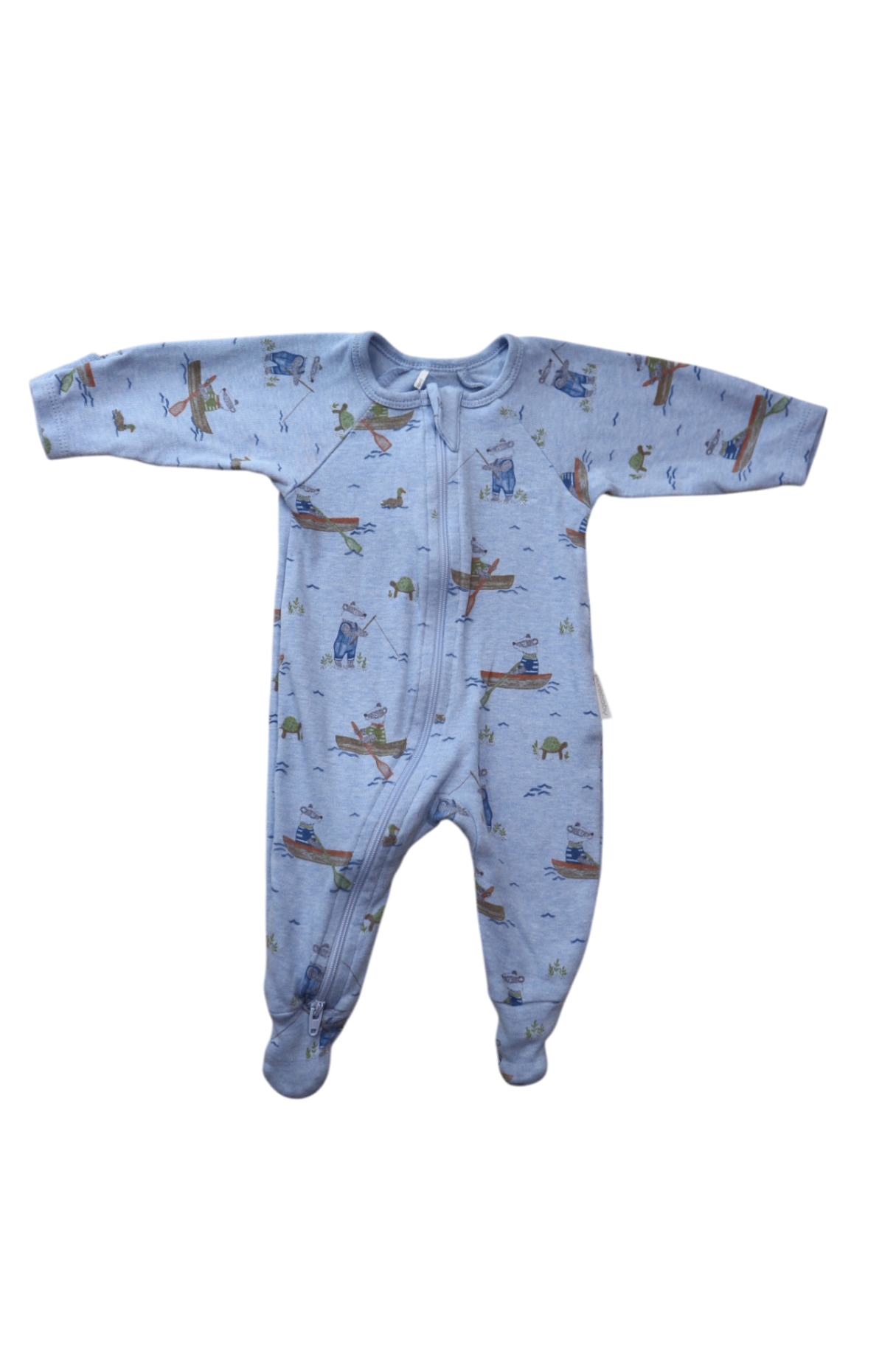 Purebaby Jumpsuit, Light Blue Multi, 0000