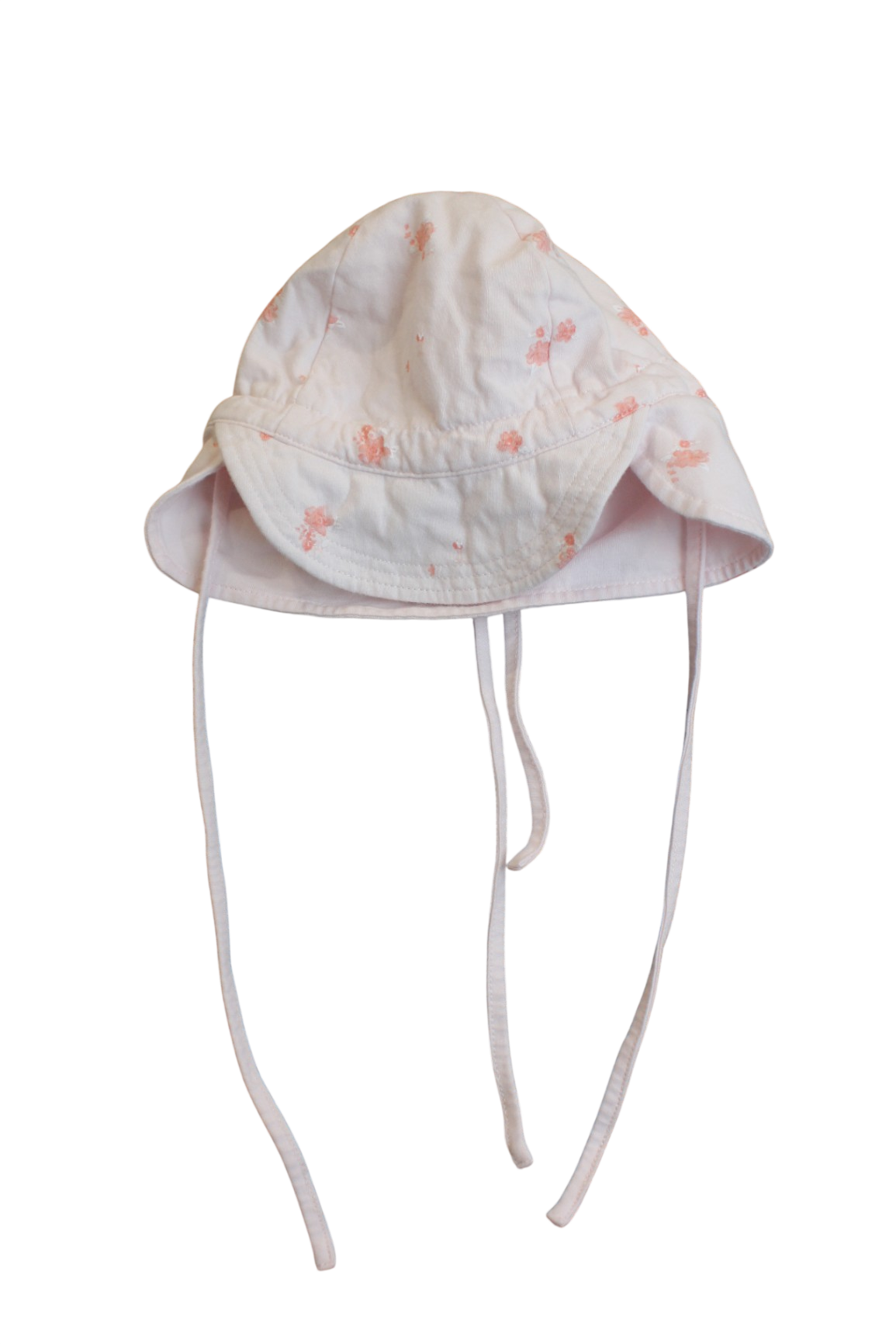 Toshi Sun Hat, White with pale pink floral print, S