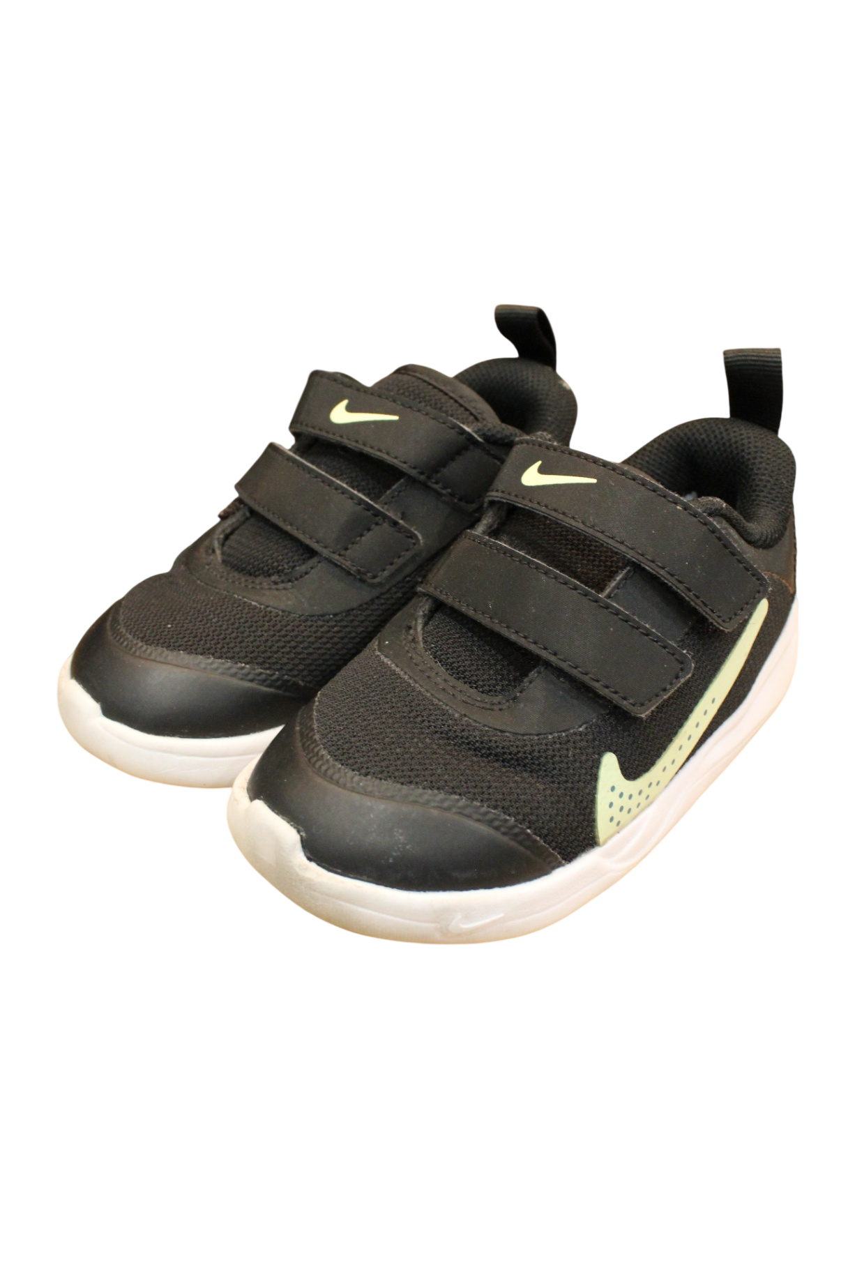 Nike Sneakers, Black with white and pale green, 25
