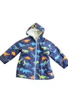 Hatley Raincoat, Navy blue with multicoloured dinosaur print, 4