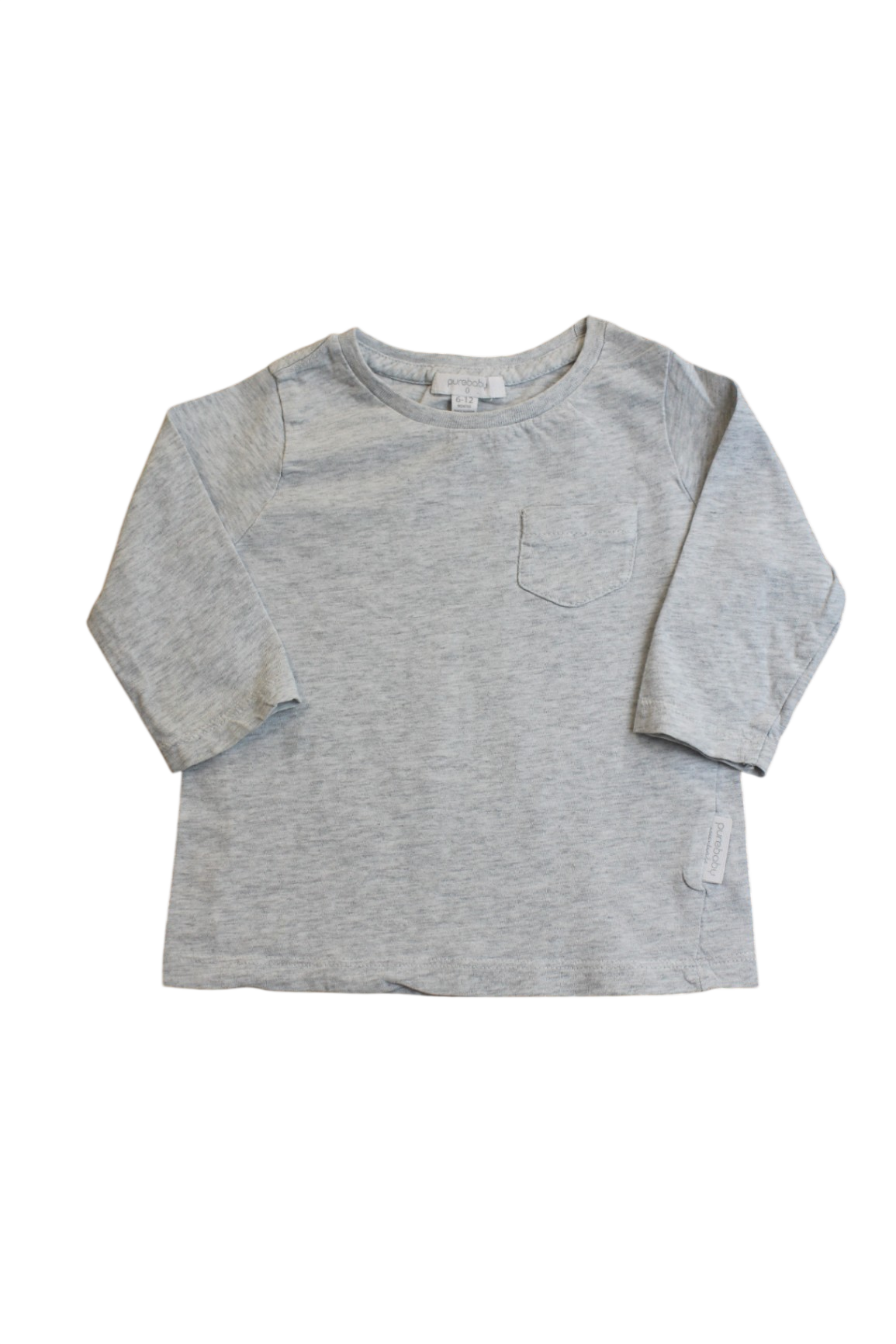 Purebaby Long-Sleeve Top, Grey, 0
