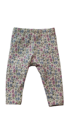 Purebaby Leggings, Cream with pink, blue and green floral print, 000