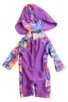 Rashoodz Sunsuit & hat, Purple, 000