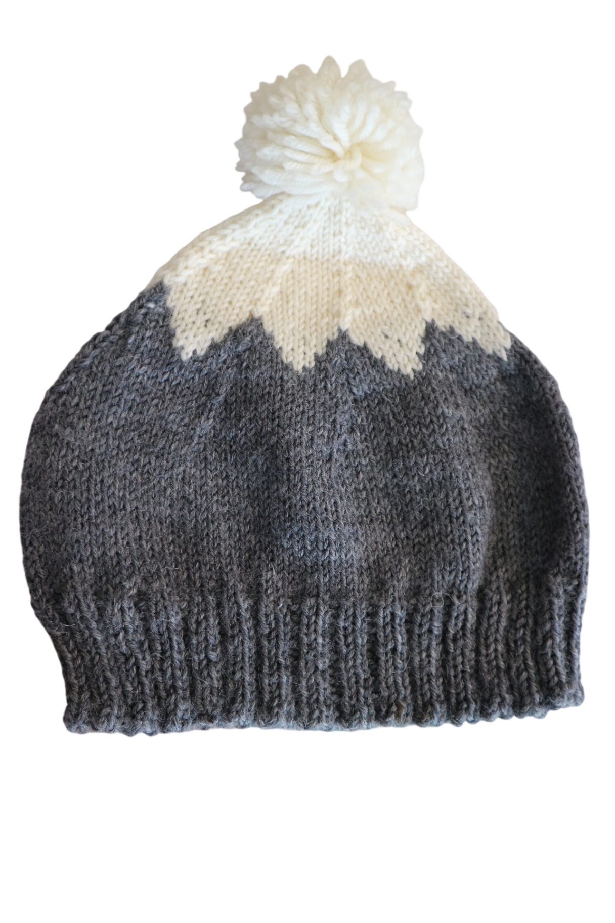 Acorn Beanie, Charcoal grey and cream, L