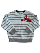 The Little White Company Jumper, White/beige stripe, 2