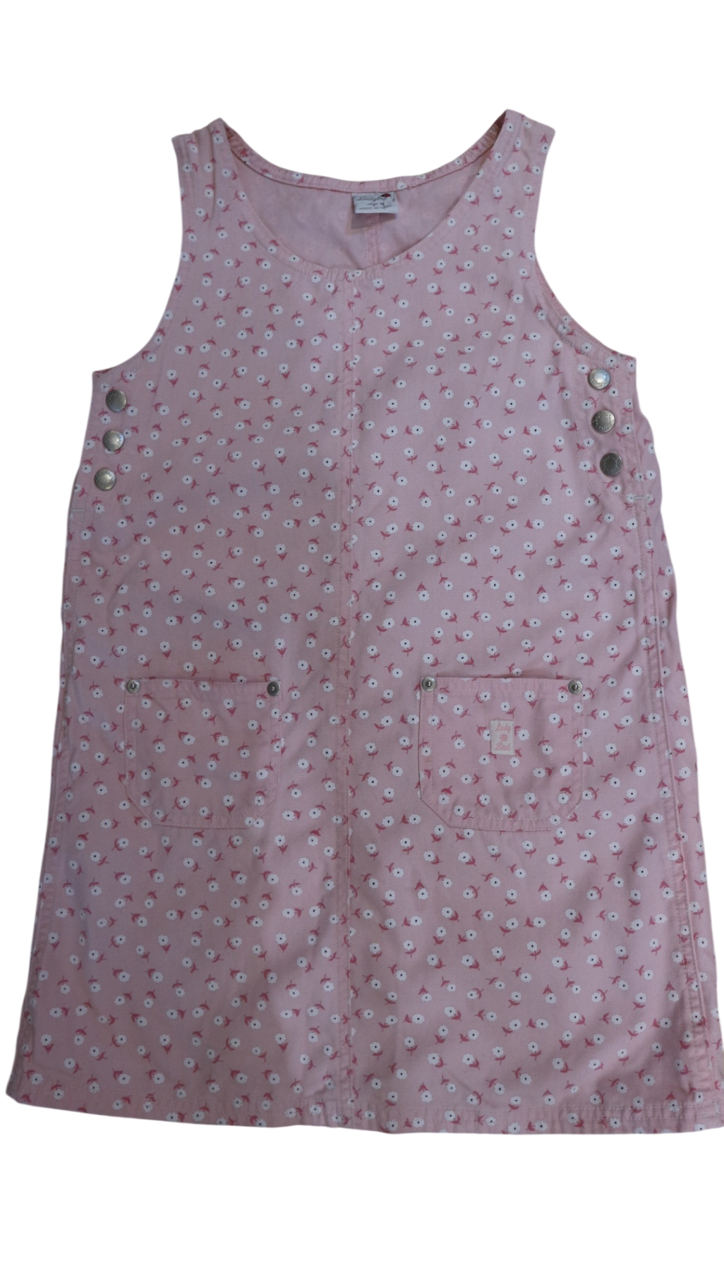 Ladybird Pinafore, Pink floral, 8