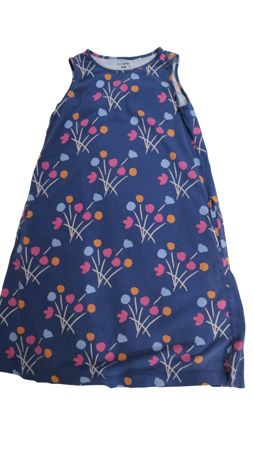 Uniqlo x Marimekko Dress, Navy blue with multicolour print, 10
