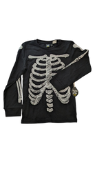 Alpha Bet S'Up Long-Sleeve T-Shirt, Black w White Skeleton, 7