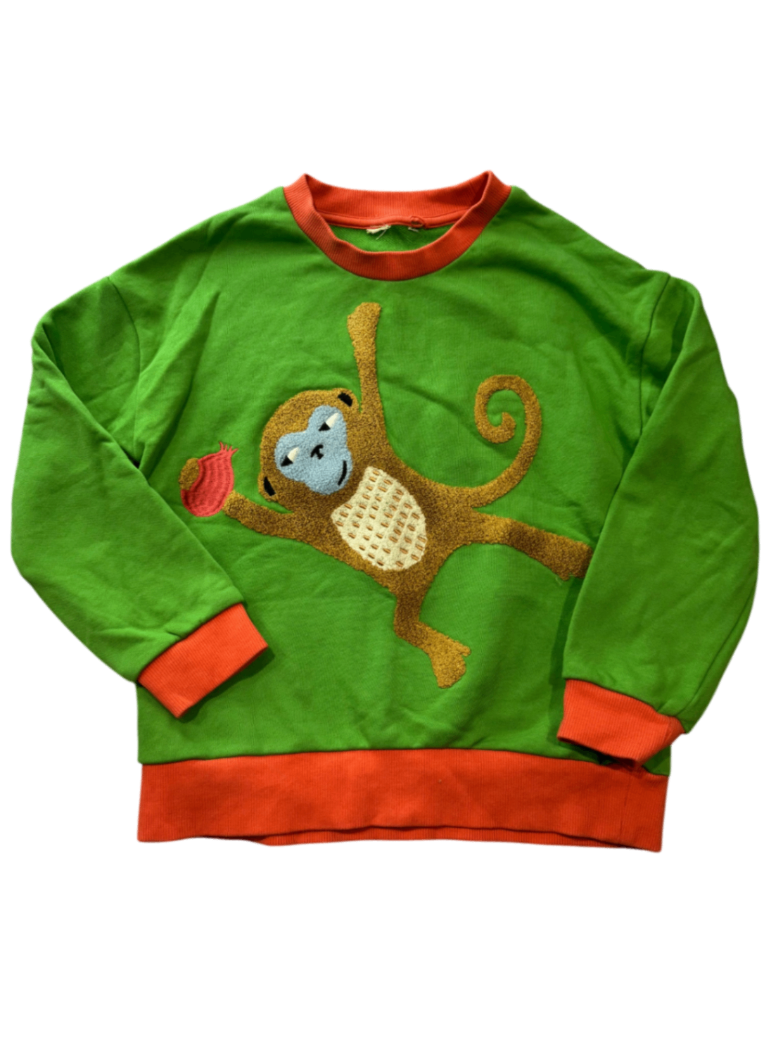 Gorman Playground Jumper, Green w Monkey, 5-6Y