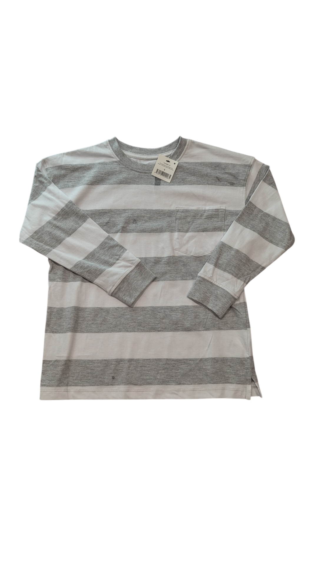 Cotton On Long-Sleeve T-Shirt, Grey White Stripes, 6