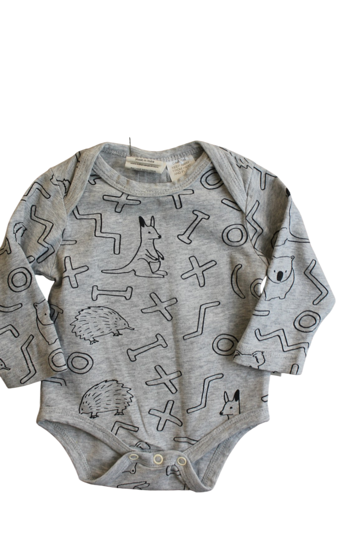 Milk & Masuki Bodysuit, Grey, aussie print, 000