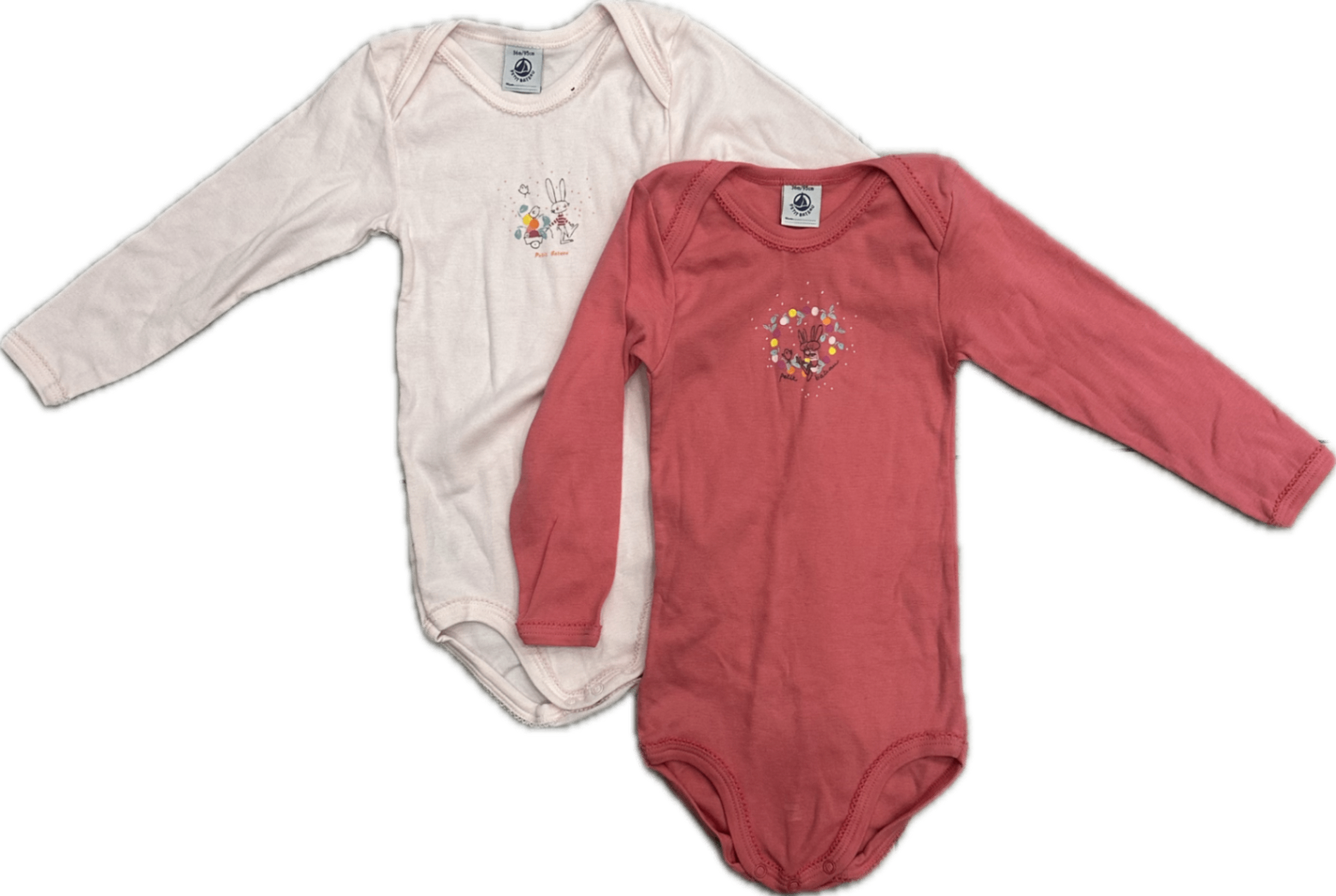 Petit Bateau Bodysuit 2 Pack, Pink, 3