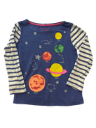 Mini Boden Long-Sleeve T-Shirt, Blue w Stripes , 6-7Y