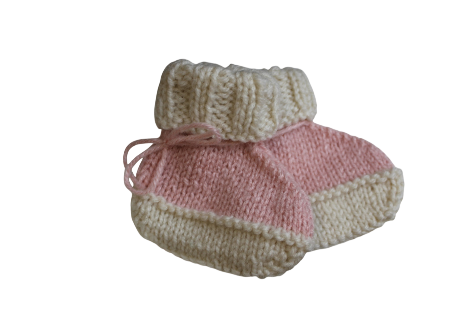 handmade Booties, Pink and cream, 00