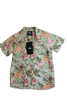 Animal Crackers Shirt, White with green, pink, orange and brown floral print, 5