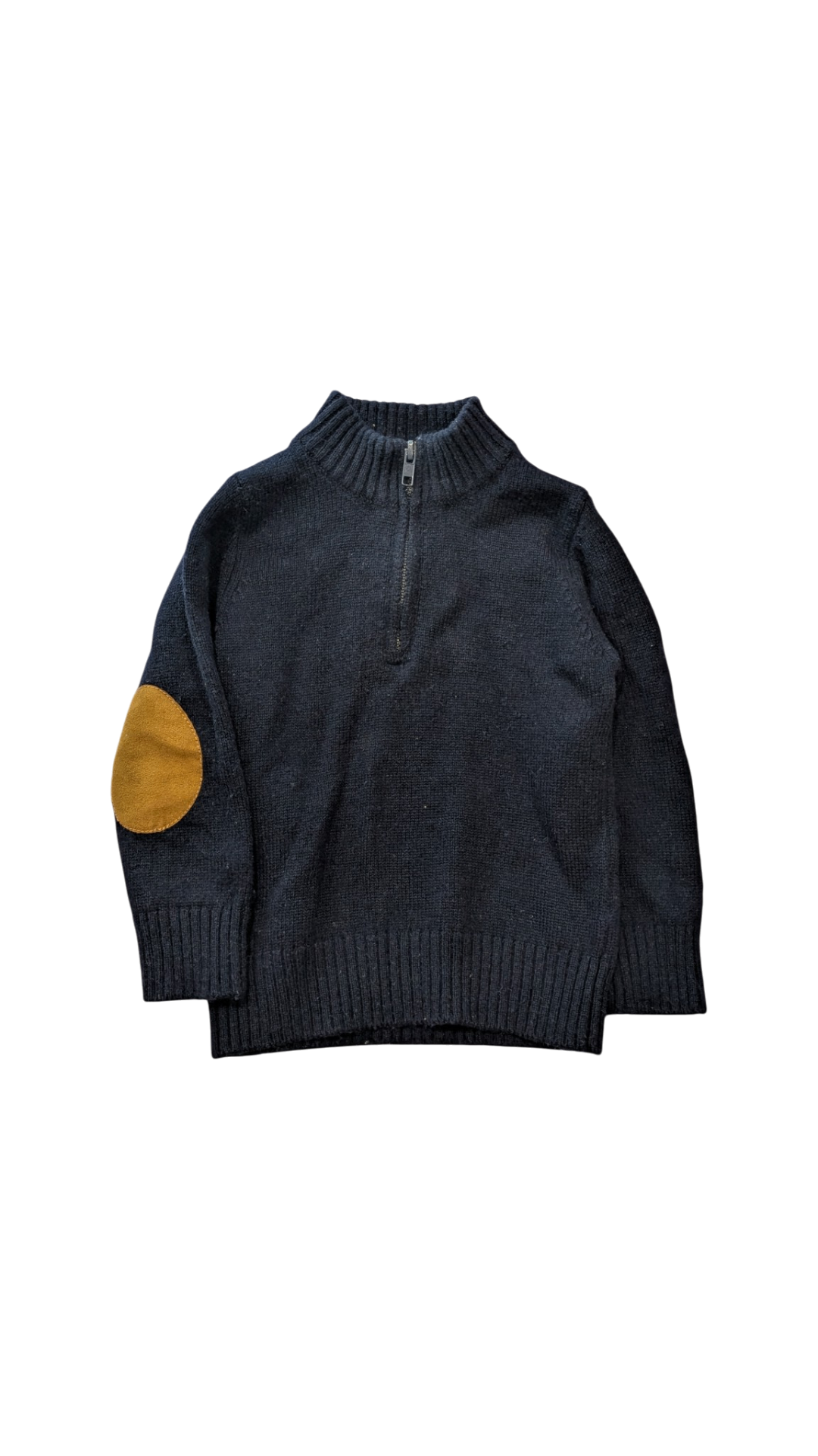 Bow & Arrow Jumper, Navy Blue w Brown Elbow Patch, 1-2Y