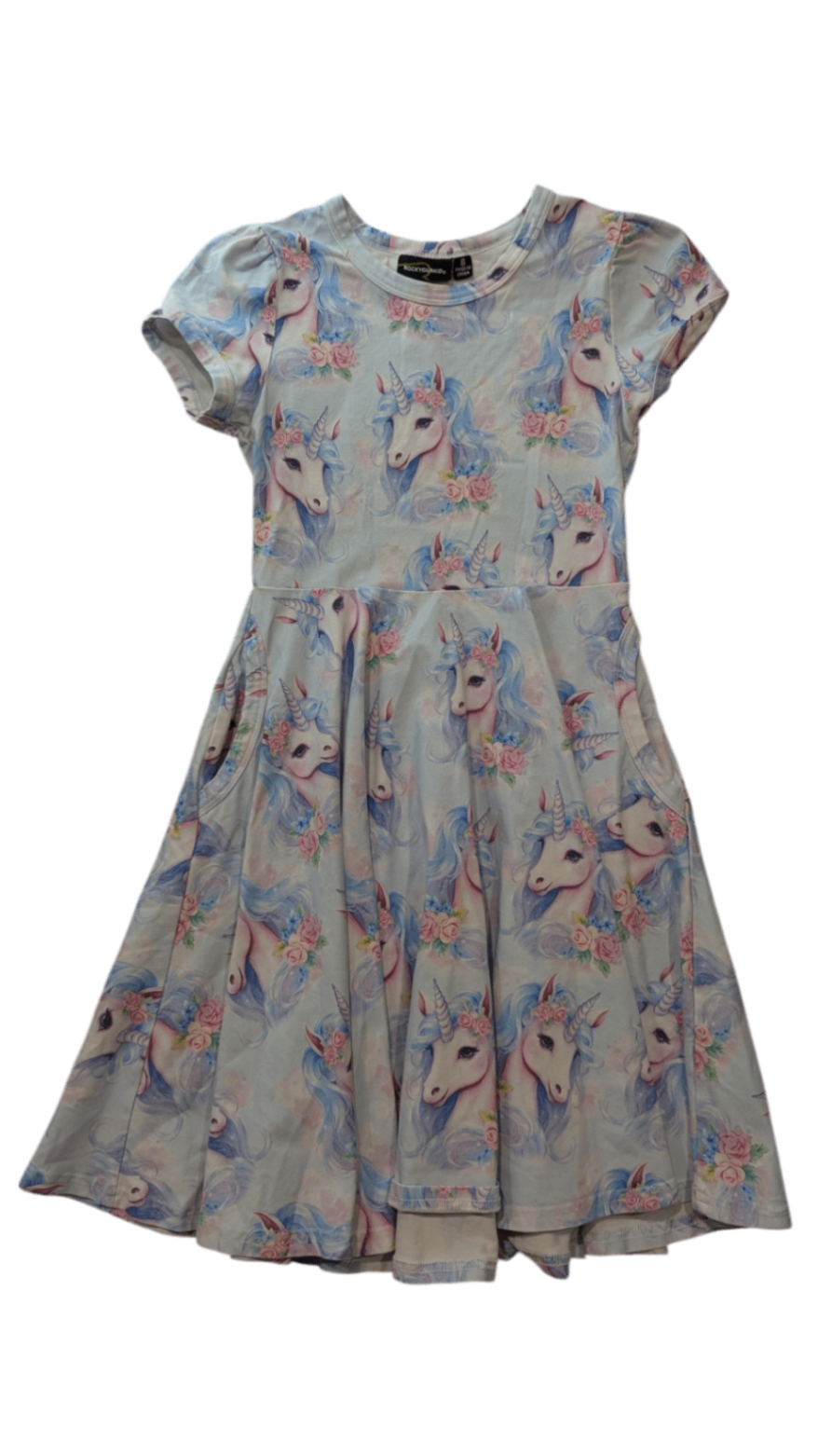 Rock Your Baby Dress, Blue Unicorns, 8