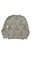 Jacadi Jumper, Cream w Origami Boat Prints, 8