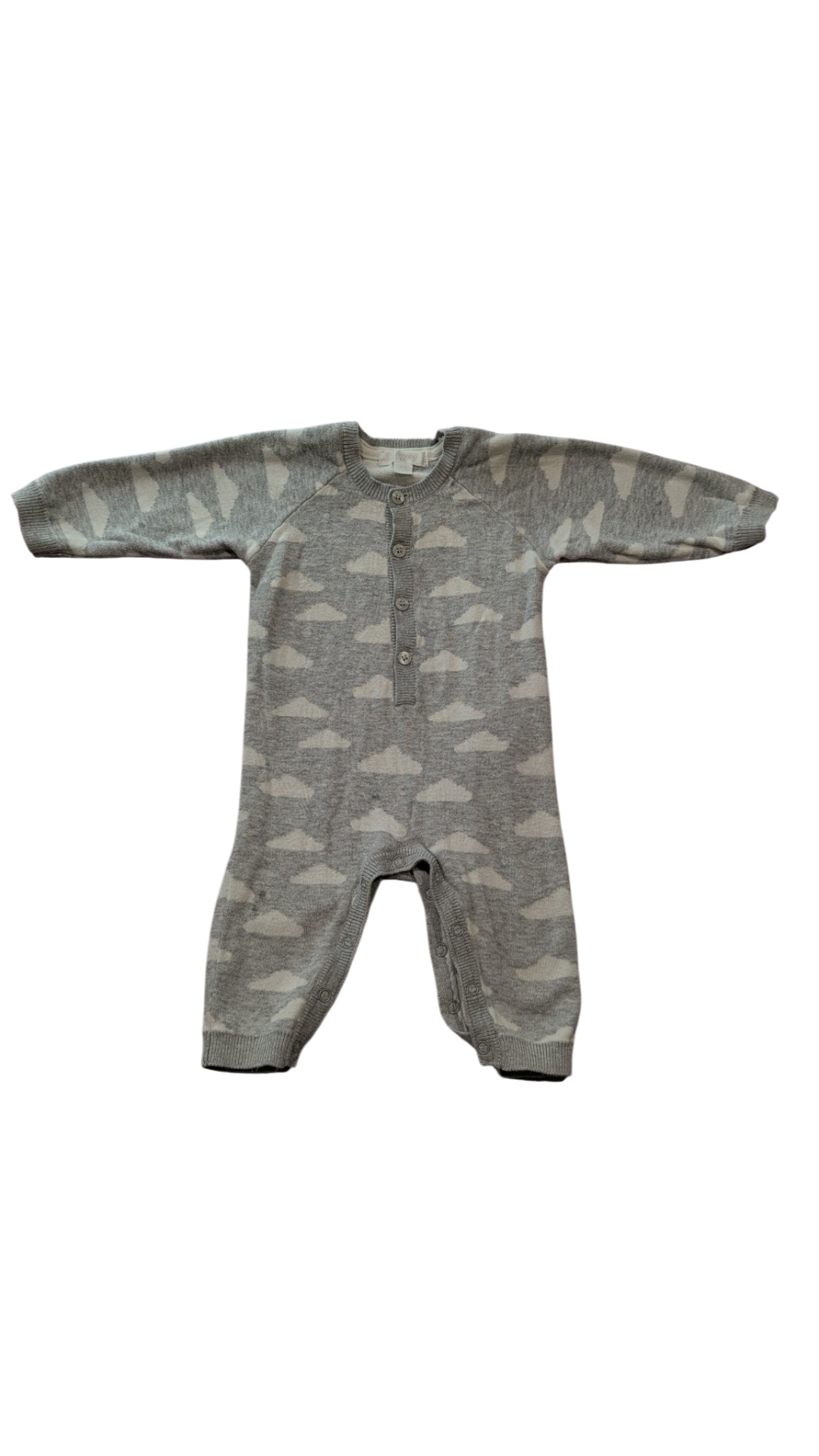 Purebaby Jumpsuit, Grey w White Clouds, 00