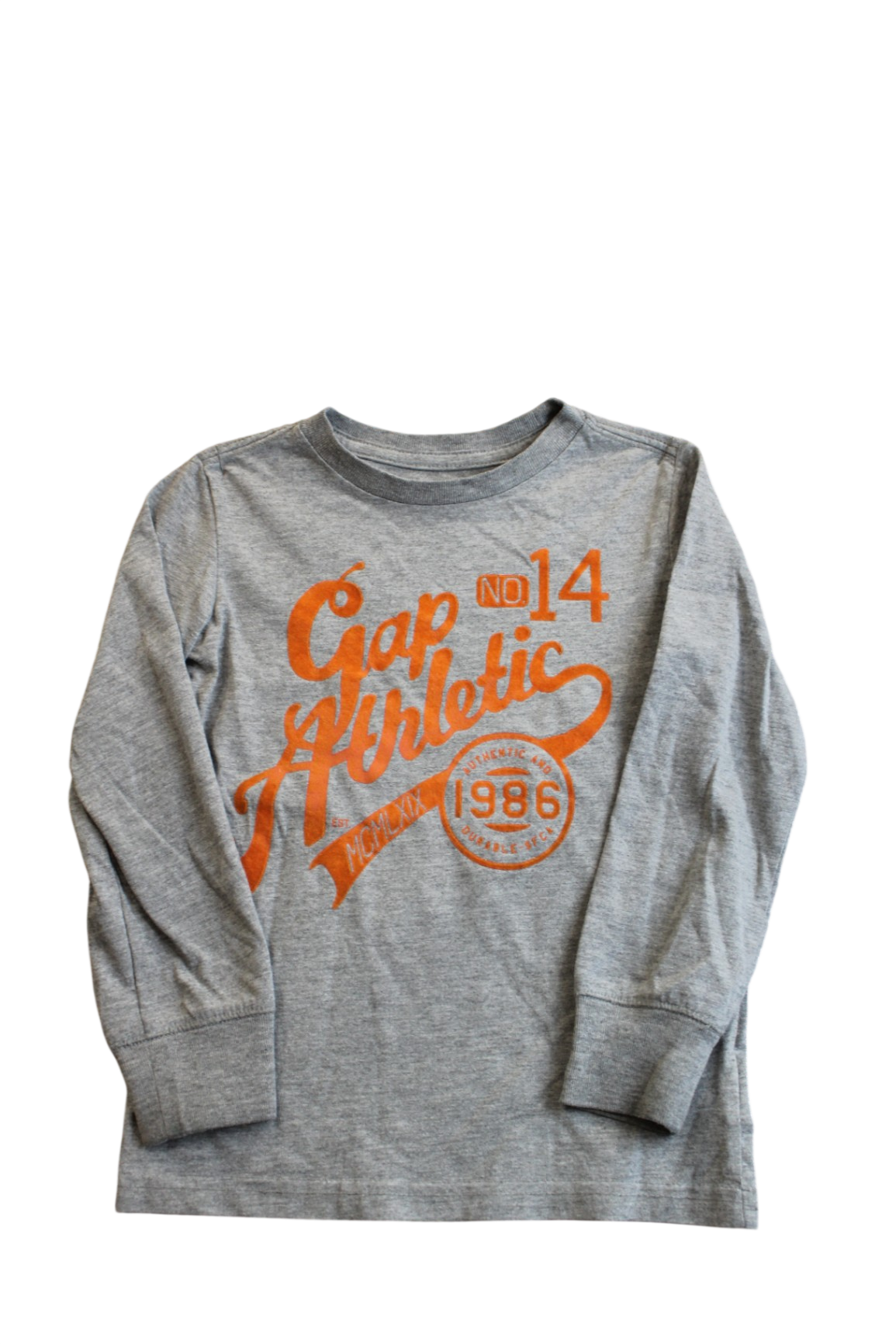 Gap Long-Sleeve T-Shirt, Grey with orange print, 4-5
