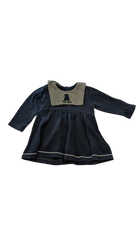Petit Bebe Dress, Navy w Striped Collar, 000
