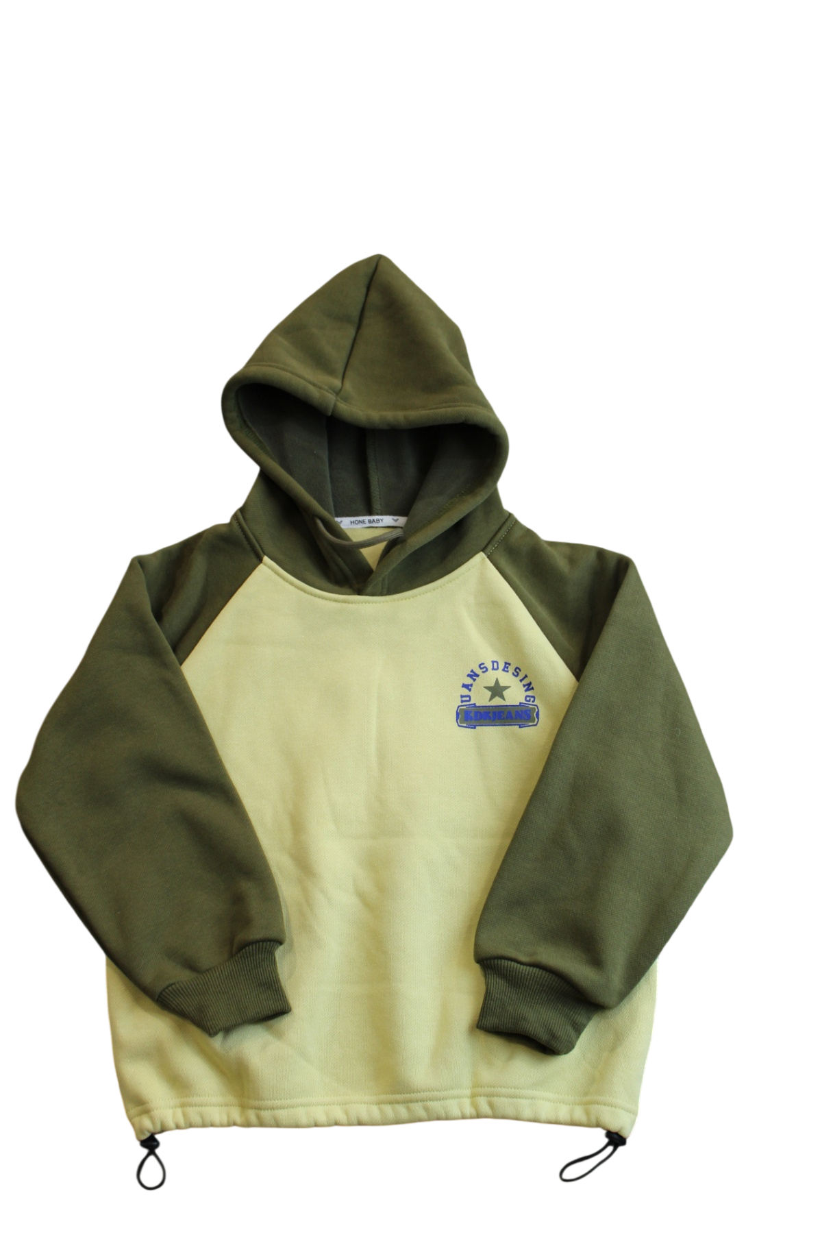 Honey Baby Hoodie, Olive green and cream, 130/6-7