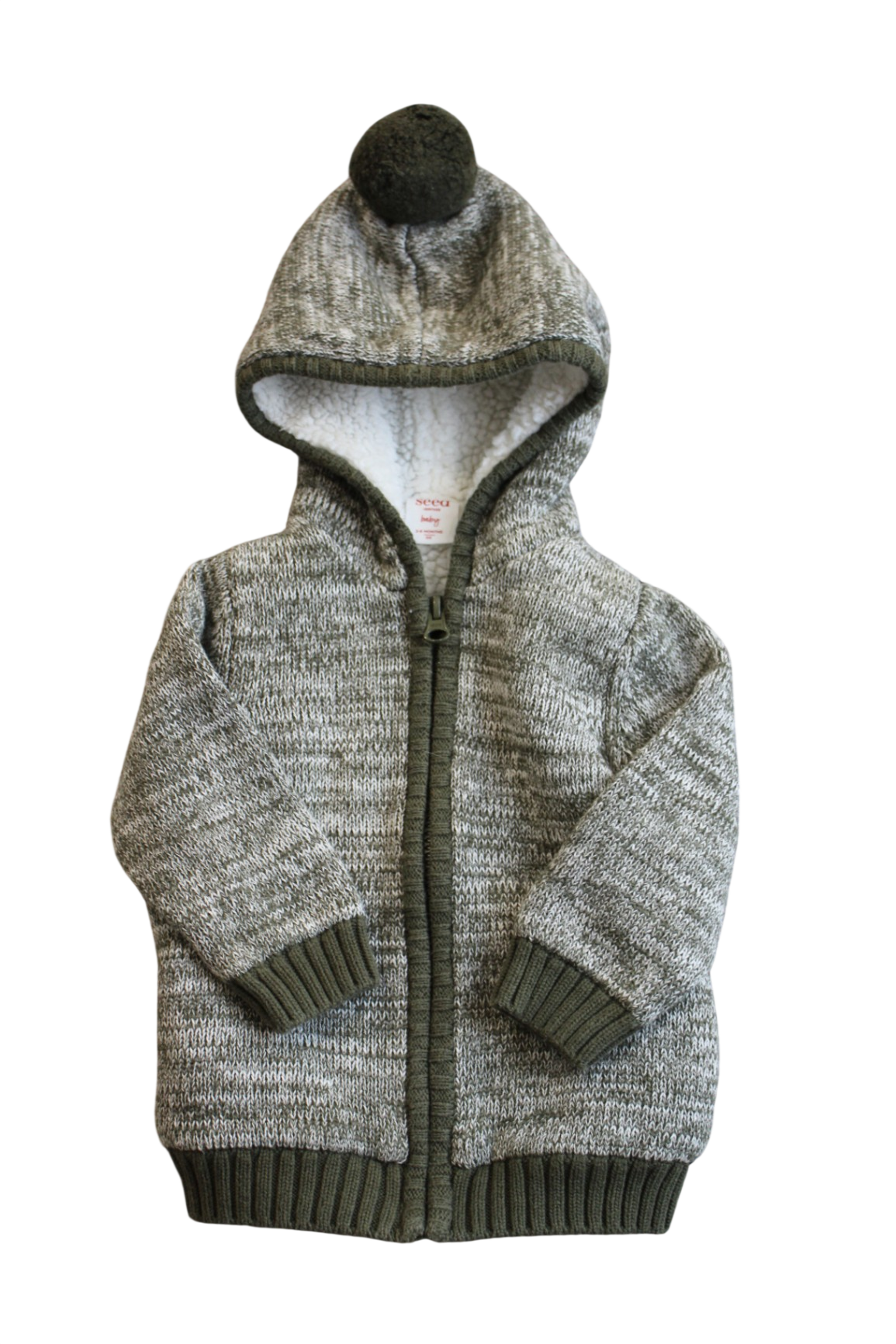 Seed Zip-up Hoodie, Grey and olive green, 00
