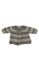 Purebaby Cardigan, Grey White Stripes, 000