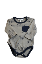 Bebe by Minihaha Bodysuit, Beige with navy trim, 000