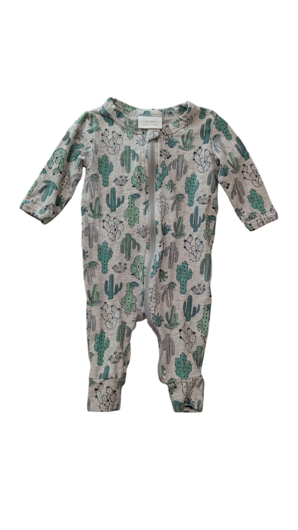 Marquise Jumpsuit, Grey w Green Cactus, 000