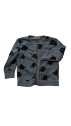 Bobo Choses Zip-Up Jumper, Blue w Black Saturn Print, 18-24M