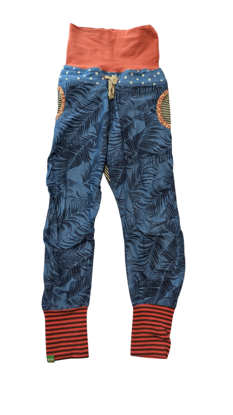 Oishi-M Pants, Blue w Red Trims, 6-7Y