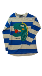 Rock Your Kid Long-Sleeve T-Shirt, Blue White Stripes, 10