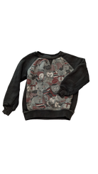 Munster Jumper, Washed Dark Grey w Prints, 2