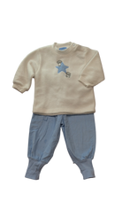 Baby Kip Tracksuit Set, Cream & Light Blue, 0