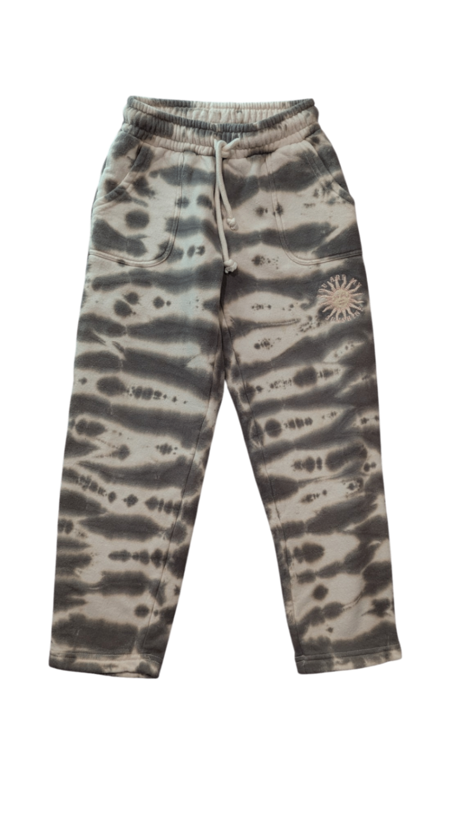 Alphabet Soup Pants, Grey Cream Tie Dye, 6