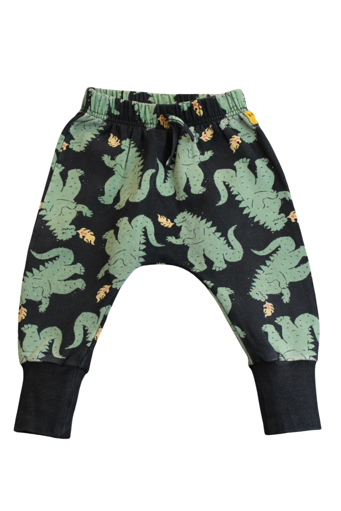 Rock Your Baby Trackpants, Black with green dragons, 1
