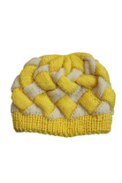 Handknit Hat, Yellow and cream, Kids